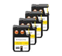 Cruxer 4 paquete de cinta de etiquetas de repuesto para 1868772 A1868772 Negro sobre amarillo Cinta de vinilo Autoadhesiva industrial multiuso 19 mm x 7 m Compatible con DYMO XTL-300 XTL-500