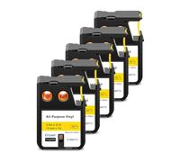 Cruxer 5 paquete de cinta de etiquetas de repuesto para 1868772 A1868772 Negro sobre amarillo Cinta de vinilo Autoadhesiva industrial multiuso 19 mm x 7 m Compatible con DYMO XTL-300 XTL-500