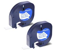 Cruxer Cinta adhesiva de repuesto para Dymo LetraTag Cinta de plástico blanca, 91201 91331 S0721610 Cinta autoadhesiva utilizada con DYMO LetraTag LT100H LT100T LT110T QX 50 XR, negro sobre