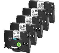 Cruxer Cinta adhesiva extra fuerte compatible con Brother TZe S221 9mm 38 texto negro sobre cinta blanca para PTouch Cube PTE550 PTP750 PTD210 PTD450 PTH110 PTD400AD PT710BT Label Makers, paquete