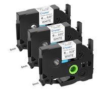Cruxer Cinta adhesiva extrafuerte compatible con Brother TZe S211 de 6 mm, texto negro sobre cinta blanca para PT Cube PTE550 PTP750 PTD210 PTD450 PTH110 PTD400AD PT710BT, paquete de 3