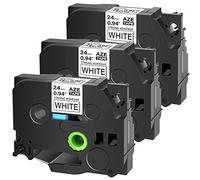 Cruxer Cinta adhesiva para etiquetas Brother Tz Tzc Tze-S251 TzeS251 TzeS251 para Brother PT Cube Plus PT-P710BT P750W D600VP PT-7600 E500VP PT-P900W, paquete de 3 unidades