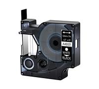 Cruxer Cinta de etiquetas compatible de repuesto para Dymo D1 45021 S0720610 para LM 280 160 PNP 360D LabelWriter 450 Duo 450 Turbo Wireless LabelPoint 150 100 250, blanco sobre negro, 12 mm x 7 m, 1