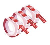 Cruxer Cinta de grabación en relieve compatible con Dymo Omega Cinta de grabación en relieve Dymo, 9 mm x 3 m, etiquetas de vinilo blanco sobre rojo para DYMO Omega Junior, paquete de 3