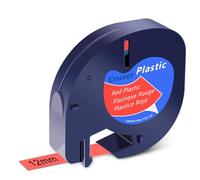 Cruxer Cinta de plástico compatible con 91203 negro sobre rojo (12 mm x 4 m) para Dymo LetraTag LT100H LT100T LT110T QX50 XR XM 2000, 1PK