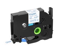 Cruxer Cinta de tela, 12 mm x 3 m, azul sobre blanco, compatible con impresoras de etiquetas Brother P-touch, 1 paquete