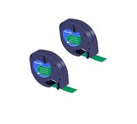 Cruxer Colour Direct - Cintas de plástico compatibles con Dymo 91204, negro sobre verde, 12 mm x 4 m, compatible con Dymo LetraTag LT100H LT100T LT110T QX50 XR XM 2000 Plus, 2 unidades