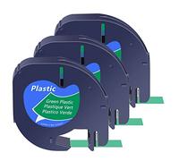 Cruxer Colour Direct - Cintas de plástico compatibles con Dymo 91204, negro sobre verde, 12 mm x 4 m, compatible con Dymo LetraTag LT100H LT100T LT110T QX50 XR XM 2000 Plus, 3 unidades