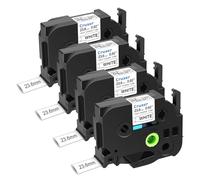 Cruxer Compatible con Brother HSE251 HS2-251 23.6 mm 0.9 pulgadas cinta de etiquetas de tubo termorretráctil negro sobre blanco para PTD600 D600VP PTP700 P750W P900W P950NW PTP710BT PT-9600 PT-H500LI