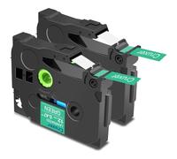 Cruxer Compatible con Brother P-touch TZe-735 Green Laminated Bandas, Blanco sobre Verde 0,47 pulgadas 12 mm x 8 m Cinta de escritura de repuesto para Brother PT-H100R PT-200 PT-H105 PT-H110 PT-D410