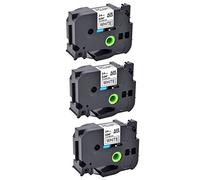 Cruxer Compatible con Brother P-Touch TZe-FX251 cinta de etiquetado, cinta de etiquetado, color negro sobre blanco, cable de identificación flexible, cinta de 24 mm, 3PK