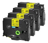 Cruxer Compatible con Brother TZE S641 18 mm 3/4 pulgadas cinta adhesiva extra fuerte negro sobre amarillo para etiquetadoras PTD400 PTD450 PTH110 PTD400AD PT Cube 710BT PT-1880C PT2030 PTE550 PTP750,