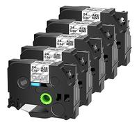 Cruxer Compatible con Brother TZE155 TZ155 24 mm 2,54 cm texto blanco en cinta transparente de repuesto para P Touch PTD600 D600VP PTP700 P750W P900W P950NW PTP710BT PT 9600 PT H500LI Label Makers,