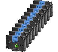 Cruxer Compatible con Brother TZE551 TZ551 de 24 mm, 1 pulgada, texto negro en cinta azul, repuesto para etiquetadoras PTD600 D600VP PTP700 P750W P900W P950NW PTP710BT PT-9600 PT-H500LI, paquete de 10