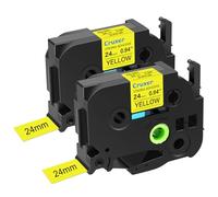 Cruxer Compatible con Brother TZES651 - Cinta adhesiva extrafuerte de 24 mm, color negro sobre amarillo para PTD600 D600VP PTP700 P750W P900W P950NW PTP710BT PT-9600 PT-H500LI, paquete de 2