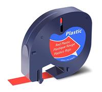 Cruxer Compatible con Dymo Letra Tag cinta de etiquetas Letra Tag 91223 S0721680 texto negro sobre rojo 12 mm x 4 m cinta de escritura de repuesto para Dymo LT-100H LT-100T XR QX dispositivo de