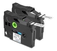 Cruxer Juego de 2 cintas laminadas compatibles con Brother P-touch TZe-FX211 Flexible ID ID cintas laminadas, negro sobre blanco de 0,23 pulgadas, 6 mm x 8 m, cinta de escritura de repuesto para