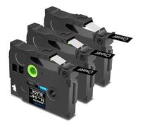 Cruxer Juego de 3 cintas laminadas compatibles con Brother P-touch TZe-335, color blanco sobre negro de 0,47 pulgadas, 12 mm x 8 m, cinta de escritura de repuesto para Brother PT-H100R PT-200 PT-H105