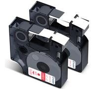 Cruxer Pack de 2 cintas de etiquetas compatibles con Dymo D1 45012 S0720520 A45012, rojo sobre transparente, 12 mm x 7 m, repuesto para Dymo LabelManager 160 210D 500TS Labelpoint 100 350 Labelwriter