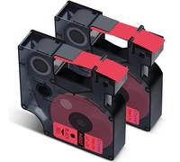 Cruxer Pack de 2 cintas de etiquetas compatibles con Dymo D1 45017 S0720570 A45017, negro sobre rojo, 12 mm x 7 m, repuesto para Dymo LabelManager 160 210D 500TS Labelpoint 100 350 Labelwriter DUO 3M