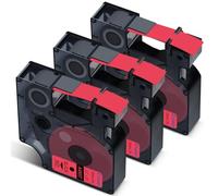 Cruxer Pack de 3 cintas de etiquetas compatibles con Dymo D1 45017 S0720570 A45017, negro sobre rojo, 12 mm x 7 m, repuesto para Dymo LabelManager 160 210D 500TS Labelpoint 100 350 Labelwriter DUO 3M