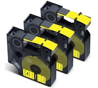 Cruxer Pack de 3 cintas de vinilo compatibles con Dymo IND 18433 S0718470 A18433, negro sobre amarillo, 19 mm x 5,5 m, repuesto para Dymo Rhino 4200 5000 5200 6000 ILP 219 3M PL150 3M PL200 3M PL200