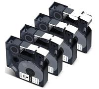 Cruxer Pack de 4 cintas de etiquetas compatibles con Dymo D1 45020 S0720600 A45020, blanco sobre transparente, 12 mm x 7 m, repuesto para Dymo LabelManager 160 210D 500TS Labelpoint 100 350