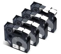 Cruxer Pack de 4 cintas de poliéster compatibles con Dymo IND A18483 S0718210, negro sobre blanco, 12 mm x 5,5 m, repuesto para Dymo Rhino 4200 6000 LabelWriter 450 Duo ILP 219 3M PL150 3M PL300