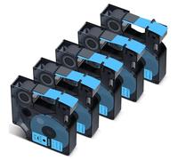 Cruxer Pack de 5 cintas de etiquetas compatibles con Dymo D1 45016 S0720560 A45016, negro sobre azul, 12 mm x 7 m, repuesto para Dymo LabelManager 160 210D 500TS Labelpoint 100 350 Labelwriter DUO 3M
