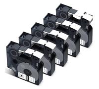 Cruxer Pack de 5 cintas de etiquetas compatibles con Dymo Flexible A18489 S0718120, de nailon, negro sobre blanco, 19 mm x 3,5 m, repuesto para Dymo Rhino 4200 5000 5200 6000 ILP 219 3M PL150 3M PL200