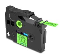 Cruxer Paquete de 1 cinta fluorescente compatible con Brother P-touch TZe-D31, negro sobre verde, 0,47 pulgadas, 12 mm x 5 m, repuesto para Brother PT-H100R PT-200 PT-H110 PT-D410 PT-E110VP