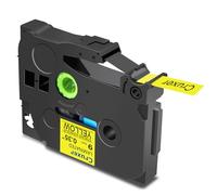 Cruxer Paquete de 1 cinta laminada compatible con Brother P-touch TZe-S621, color negro sobre amarillo de 0,35 pulgadas, 9 mm x 8 m, cinta de escritura de repuesto para Brother PT-H100R PT-H110