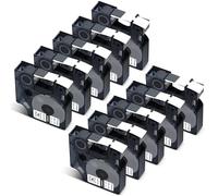 Cruxer Paquete de 10 cintas de etiquetas compatibles con Dymo IND A18483 S0718210, de poliéster, negro sobre blanco, 12 mm x 5,5 m, repuesto para Dymo Rhino 4200 6000 LabelWriter 450 Duo ILP 219 3M