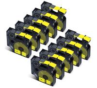 Cruxer Paquete de 10 cintas de vinilo compatibles con Dymo IND 18432 S0718450 A18432, negro sobre amarillo, 12 mm x 5,5 m, repuesto para Dymo Rhino 1000 4200 6000 LabelWriter 450 Duo ILP 219 3M PL150