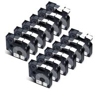 Cruxer Paquete de 12 cintas de etiquetas compatibles con Dymo IND A18483 S0718210, de poliéster, negro sobre blanco, 12 mm x 5,5 m, repuesto para Dymo Rhino 4200 6000 LabelWriter 450 Duo ILP 219 3M