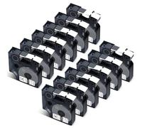 Cruxer Paquete de 12 etiquetas de vinilo compatibles con Dymo IND 18443 S0718580 A18443, negro sobre blanco, 9 mm x 5,5 m, repuesto para Dymo Rhino 1000 4200 6000 LabelWriter 450 Duo ILP 219 3M PL150
