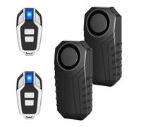 Cruxer Paquete de 2 alarmas de bicicleta con control remoto, sensor de movimiento de vibración inalámbrico, sistema de alarma para motocicleta, protección antirrobo de 113 dB, accesorios antirrobo