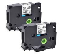 Cruxer Paquete de 2 cintas de etiquetado compatibles con Brother TZeFX241, negro sobre blanco, 18 mm de ancho x 8 m de largo, cable de identificación flexible para Ptouch PT18R, PT300, PT300B,