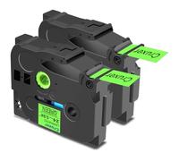 Cruxer Paquete de 2 cintas laminadas fluorescentes compatibles con P-touch TZe-D51, color negro sobre verde de 0,94 pulgadas, 24 mm x 5 m, repuesto para rotulador PT-P710BT PT-E550WVP PT-P750W