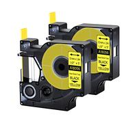 Cruxer Paquete de 2 tubos termorretráctiles de repuesto para Rhino A18056 18056 de 1/2 pulgada, 12 mm, cinta de etiquetas de alambre industrial negro sobre amarillo, para etiquetadora Rhino 4200 Rhino