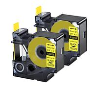 Cruxer Paquete de 2 tubos termorretráctiles de repuesto para Rhino A18058 18058 de 3/4 pulgadas, 19 mm, cinta de etiquetas de alambre industrial negro sobre amarillo, para etiquetadora Rhino 4200