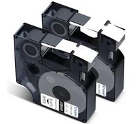 Cruxer Paquete de 2 unidades compatibles con Dymo IND 18444 S0718600 A18444 cinta de etiquetas de vinilo, negro sobre blanco, 12 mm x 5,5 m, repuesto para Dymo Rhino 1000 4200 6000 LabelWriter 450 Duo