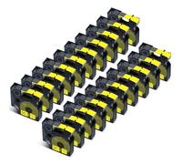 Cruxer Paquete de 20 unidades compatibles con Dymo Rhino A18052 S0718270 cinta de etiquetas industriales, negro sobre amarillo, 6 mm x 1,5 m, repuesto para Dymo LabelWriter y Rhino 1000 3000 4200 5000