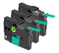 Cruxer Paquete de 3 cintas laminadas compatibles con Brother P-touch TZe-721, color negro sobre verde de 0,35 pulgadas, 9 mm x 8 m, cinta de escritura de repuesto para Brother PT-H100R PT-200 PT-H105