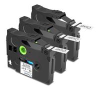 Cruxer Paquete de 3 cintas laminadas compatibles con Brother P-touch TZe-S231, color negro sobre blanco de 0,47 pulgadas, 12 mm x 8 m, cinta de escritura de repuesto para Brother PT-H100R PT-H110