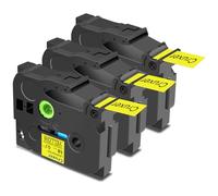 Cruxer Paquete de 3 cintas laminadas compatibles con Brother P-touch TZe-S641, color negro sobre amarillo de 0,7 pulgadas, 18 mm x 8 m, cinta de escritura de repuesto para Brother PT-P710BTH