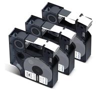 Cruxer Paquete de 3 unidades compatibles con Dymo Rhino A18055 S0718300 cinta de etiquetas industriales, negro sobre blanco, 12 mm x 1,5 m, repuesto para Dymo LabelWriter y Rhino 1000 3000 4200 5000