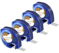 Cruxer Paquete de 4 Cintas de Etiquetas de tela Termoadhesivas Compatibles con Dymo LetraTag 18769 18771 S0718850 Negro sobre Blanco 12 mm x 2 m para LetraTag LT-100H LT-100T Plus QX50