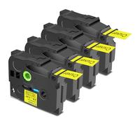 Cruxer Paquete de 4 cintas laminadas compatibles con Brother P-touch TZe-S651, color negro sobre amarillo de 0,94 pulgadas, 24 mm x 8 m, cinta de escritura de repuesto para Brother PT-P710BT