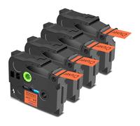Cruxer Paquete de 4 cintas laminadas fluorescentes compatibles con Brother P-touch TZe-B51, negro sobre naranja de 0,94 pulgadas, 24 mm x 5 m, cinta de escritura de recambio para Brother PT-P710BT